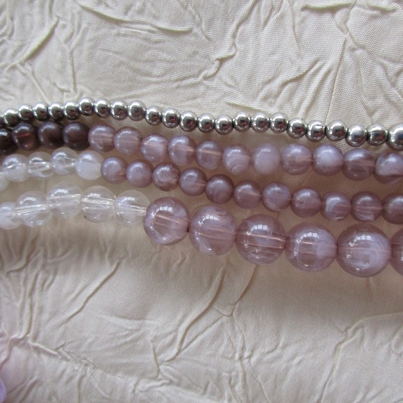 Pretty NY Multi Strand Purple BEADED NECKLACE - Picture 3 of 9